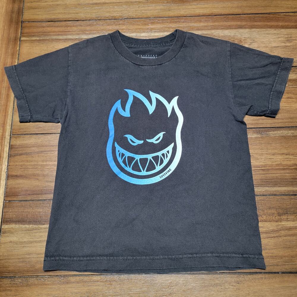 Spitfire Youth Black Tee Flame Smile - Size Youth Small